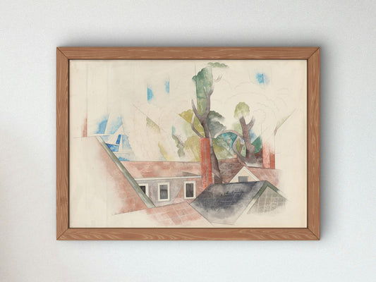 Rooftops and Trees by Charles Demuth 1918, Wall Art Print, Fine Art Reproduction, Museum Quality Decor, Poster