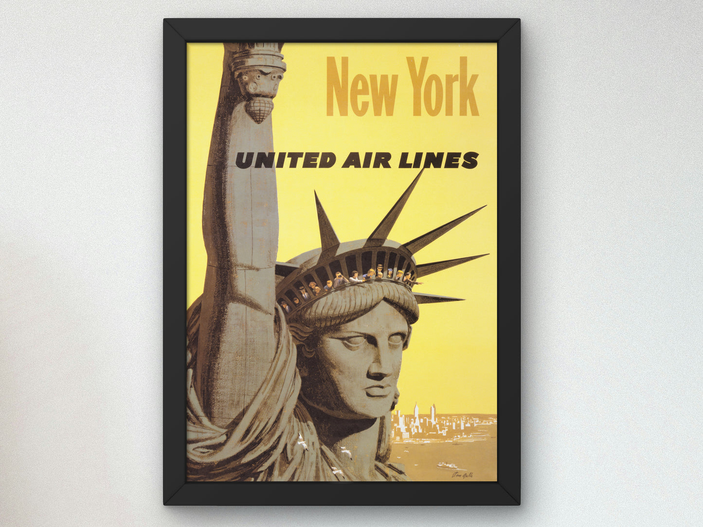 New York United Air Lines by Stanley Galli 1960, Wall Art Print, Fine Art Reproduction, Museum Quality Decor, Poster