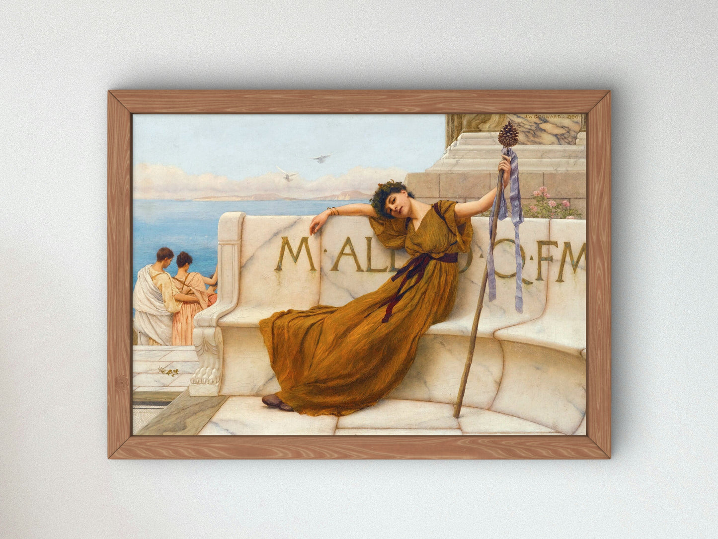 A Priestess of Bacchus by John William Godward 1890, Wall Art Print, Fine Art Reproduction, Museum Quality Decor, Poster