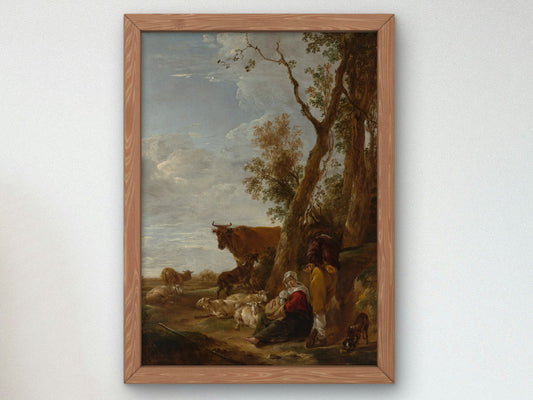 Rest by Nicolaes Berchem 1644, Wall Art Print, Fine Art Reproduction, Museum Quality Decor, Poster