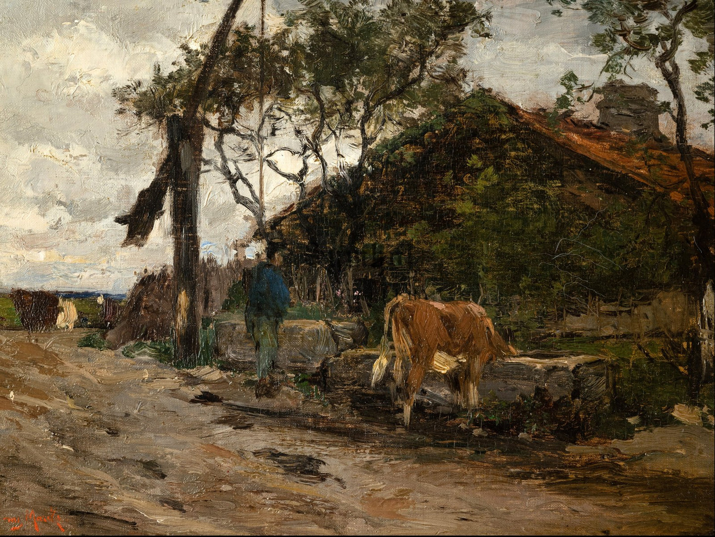 By the Well by Émile van Marcke, Wall Art Print, Fine Art Reproduction, Museum Quality Decor, Poster