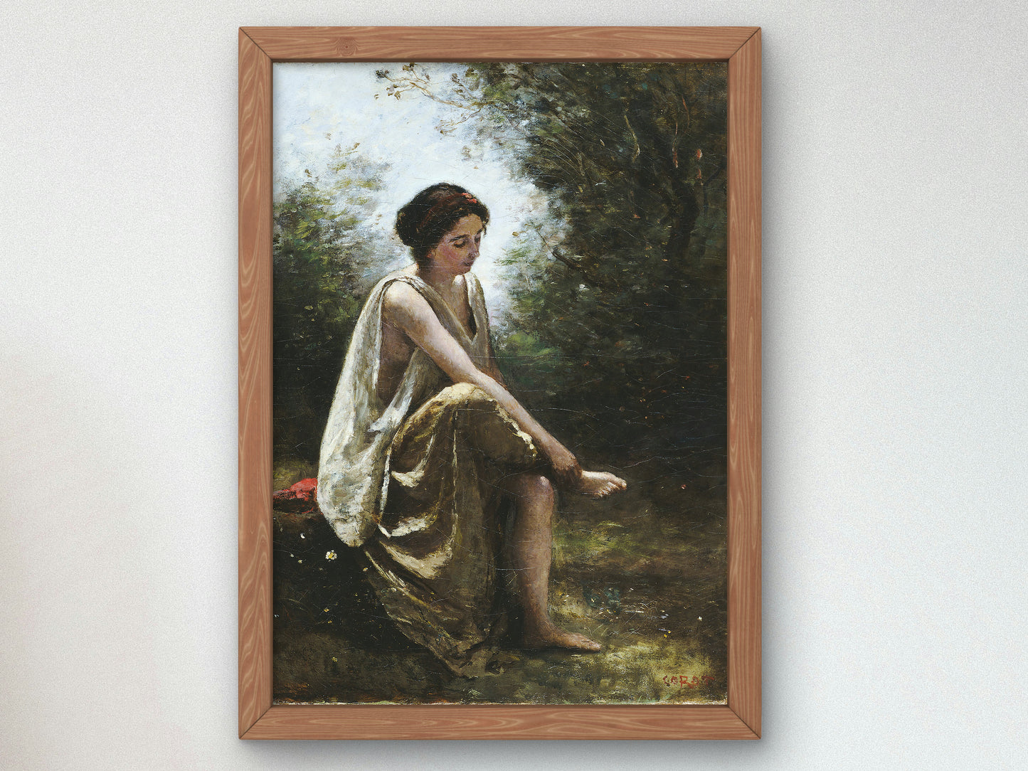 Wounded Eurydice by Jean Baptiste Camille Corot 1869, Wall Art Print, Fine Art Reproduction, Museum Quality Decor, Poster