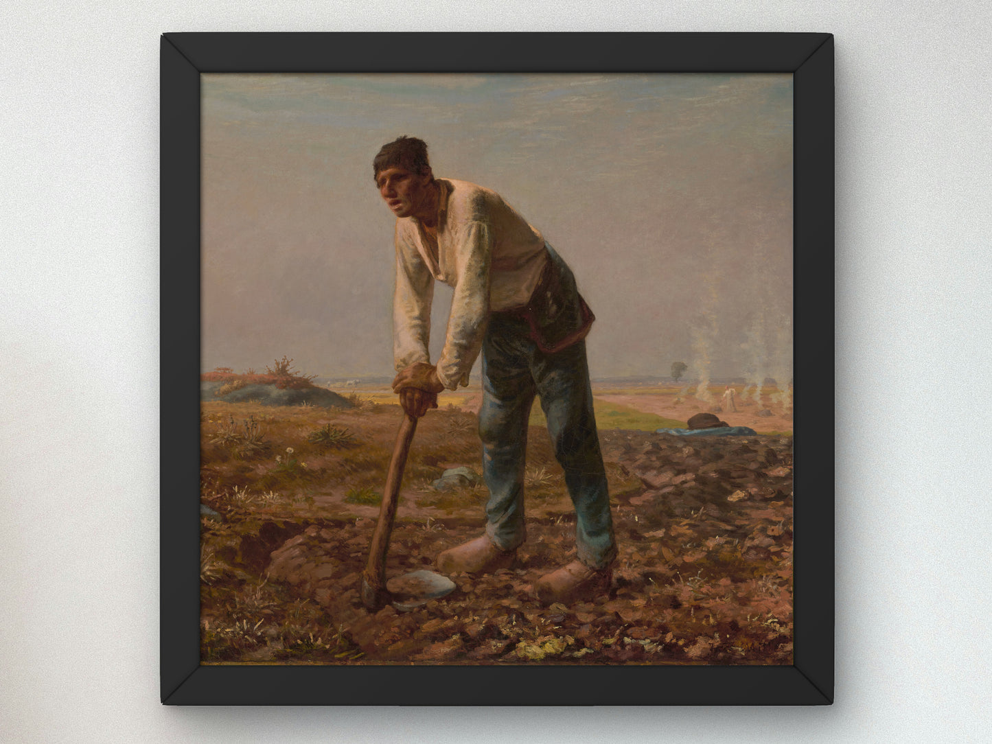 Man with a Hoe by Jean François Millet 1860, Wall Art Print, Fine Art Reproduction, Museum Quality Decor, Poster