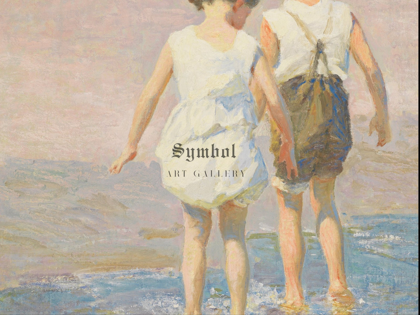 Brother and Sister by Edward Henry Potthast 1915, Wall Art Print, Fine Art Reproduction, Museum Quality Decor, Poster