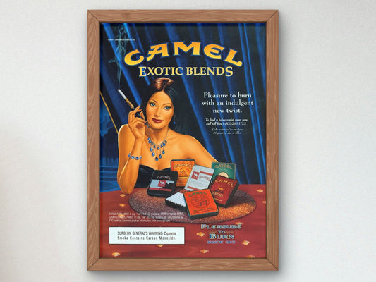 Camel vintage cigarette advertisement, advertising art, fine art reproduction print