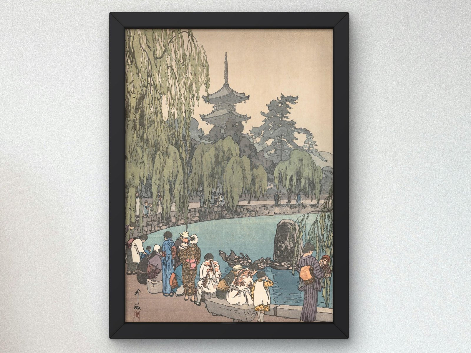 Carp and Tortoises by Hiroshi Yoshida, 1940, Japanese Woodblock Prints, fine art print