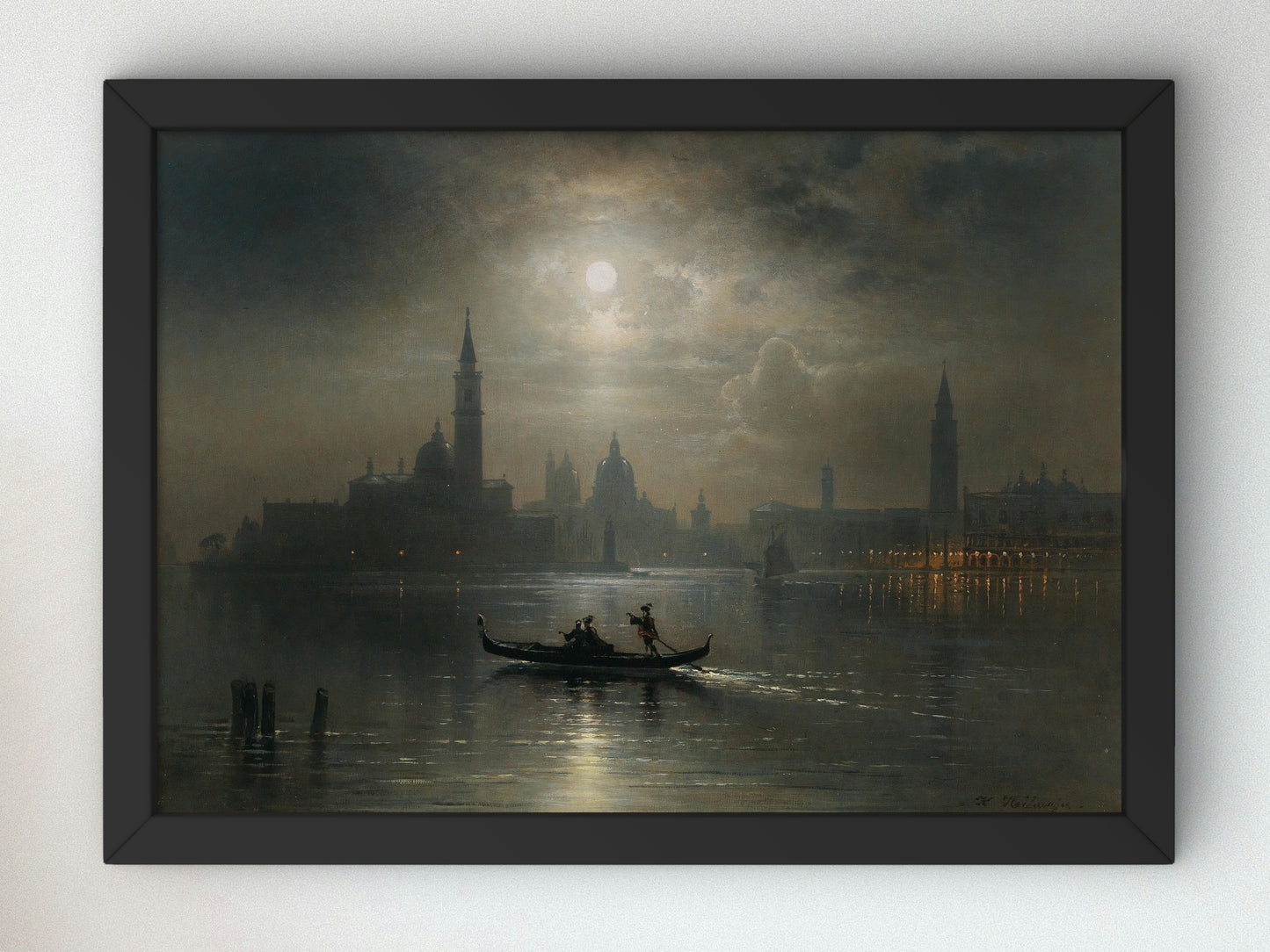 Full Moon over Venice Santa Maria Salute by Karl Heilmayer, Wall Art Print, Fine Art Reproduction, Museum Quality Decor, Poster