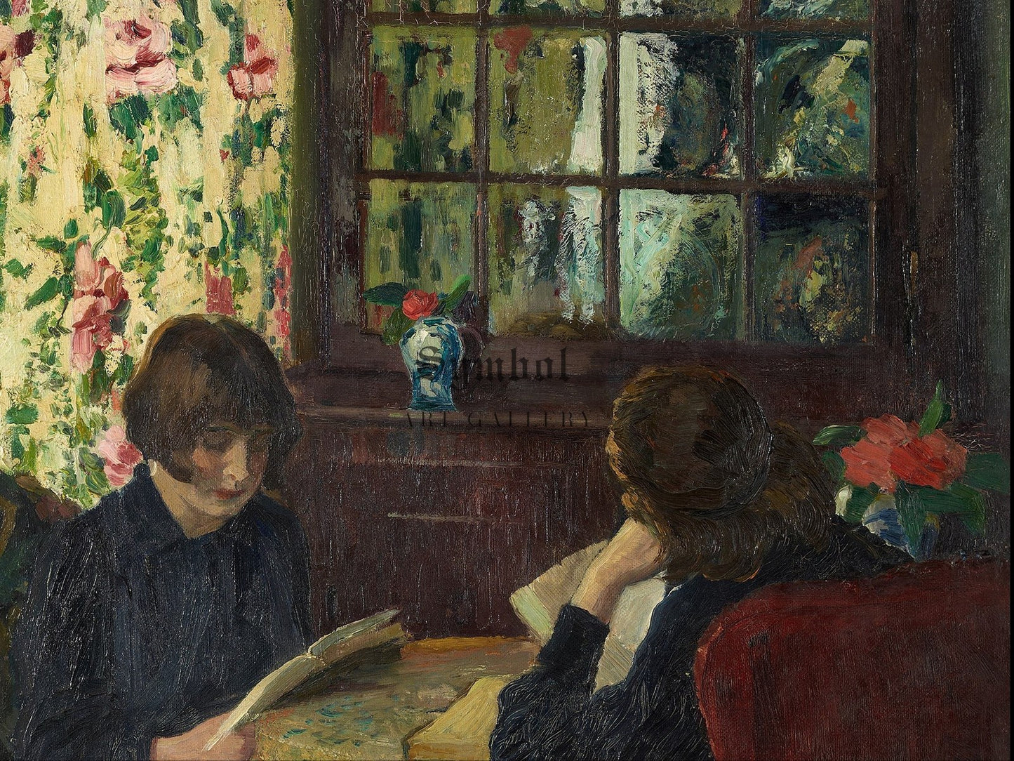 Reading Children by Ernst Oppler 1915, Wall Art Print, Fine Art Reproduction, Museum Quality Decor, Poster