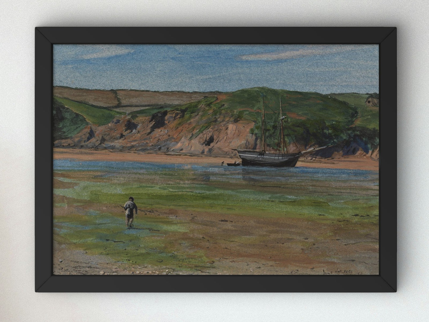 Devon River at Low Tide by Edward Thompson Davis 1859, Wall Art Print, Fine Art Reproduction, Museum Quality Decor, Poster