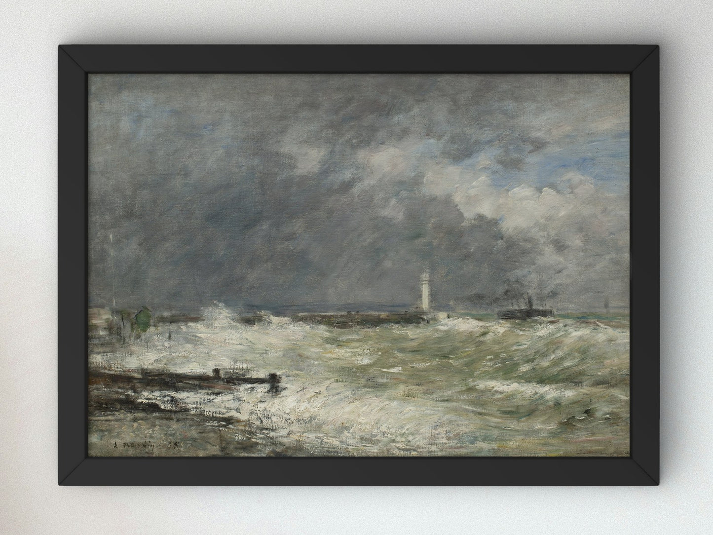 Entrées des jetées du Havre par gros temps by Eugène Boudin 1895, Wall Art Print, Fine Art Reproduction, Museum Quality Decor, Poster