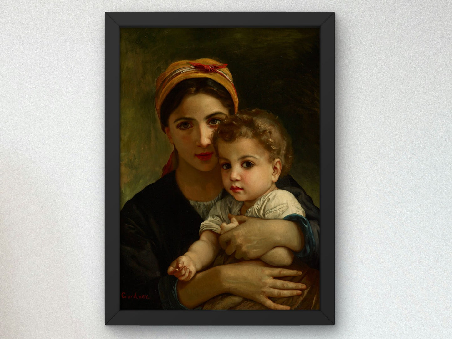 Young Girl and Child by William Bouguereau, Wall Art Print, Fine Art Reproduction, Museum Quality Decor, Poster