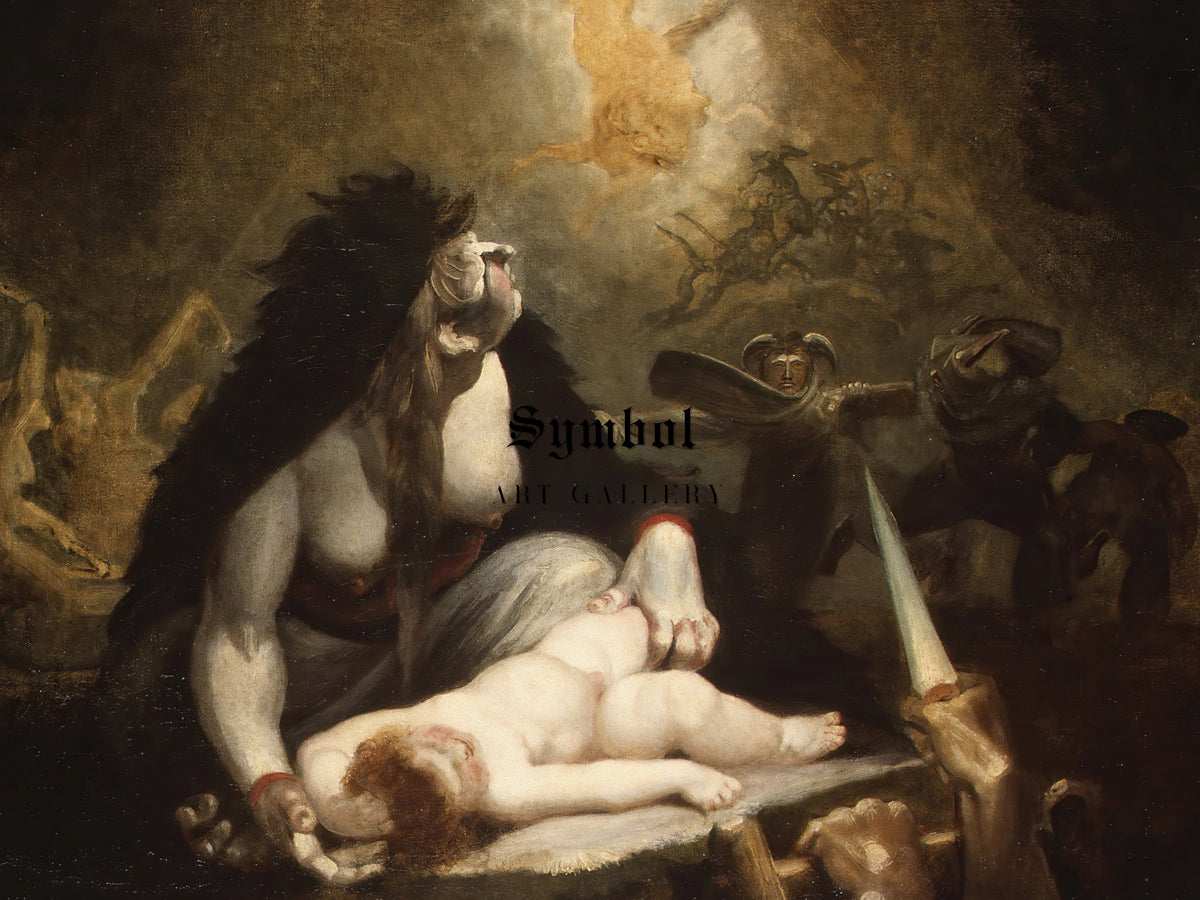 The Night Hag Visiting Lapland Witches by Henry Fuseli 1796, Wall Art Print, Fine Art Reproduction, Museum Quality Decor, Poster