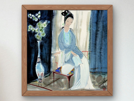 Reading Lady by Lin Fengmian, Wall Art Print, Fine Art Reproduction, Museum Quality Decor, Poster