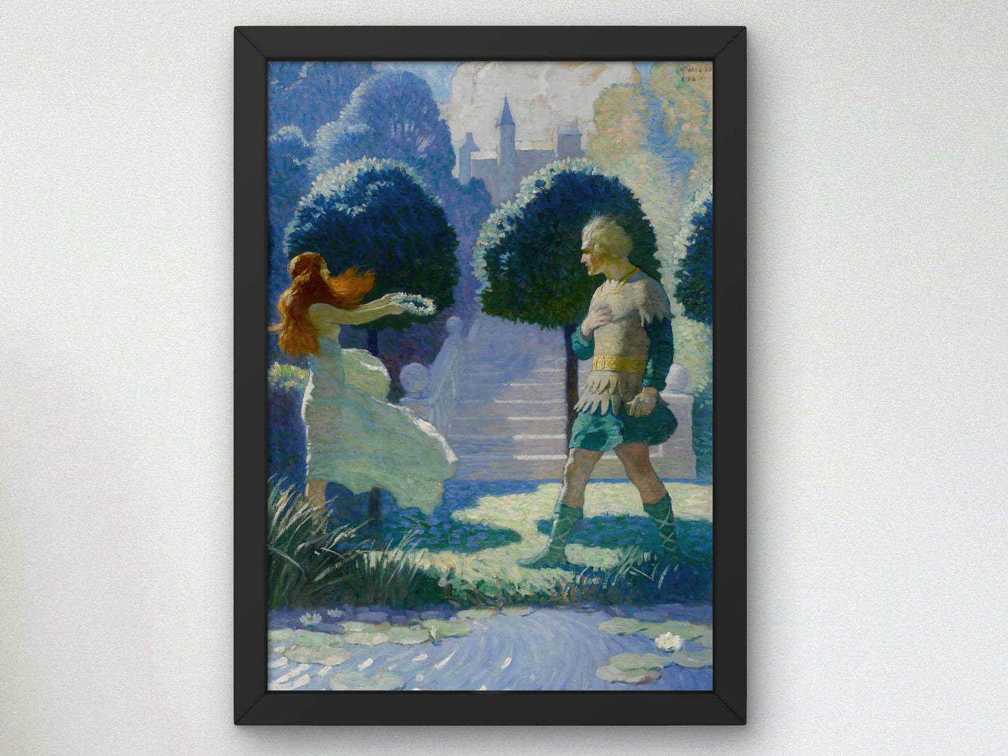 Ogier and Morgana by Newell Convers Wyeth 1924, Wall Art Print, Fine Art Reproduction, Museum Quality Decor, Poster