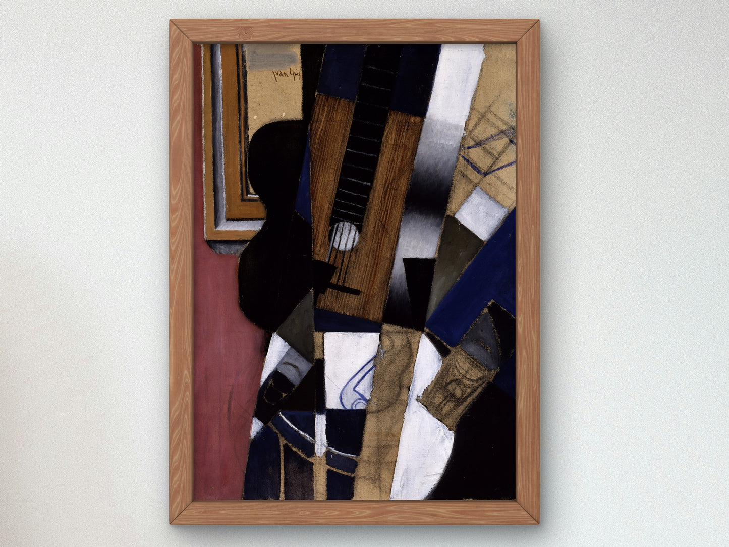 Guitar and Pipe by Juan Gris 1913, Wall Art Print, Fine Art Reproduction, Museum Quality Decor, Poster
