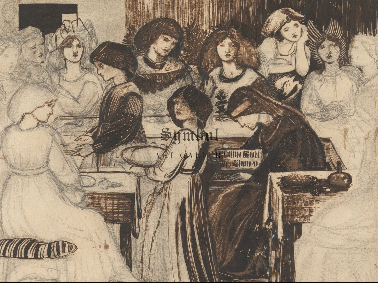 Study for The Wedding Feast of Sir Degrevaunt by Edward Burne Jones, Wall Art Print, Fine Art Reproduction, Museum Quality Decor, Poster