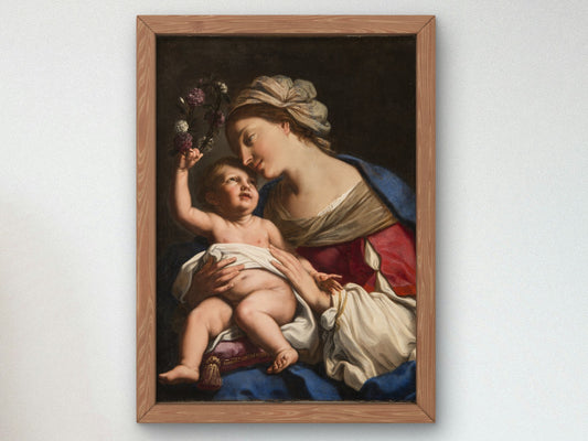 Virgin and Child by Elisabetta Sirani 1663, Wall Art Print, Fine Art Reproduction, Museum Quality Decor, Poster