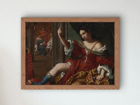 Porcia Wounding Her Thigh by Elisabetta Sirani 1664, Wall Art Print, Fine Art Reproduction, Museum Quality Decor, Poster