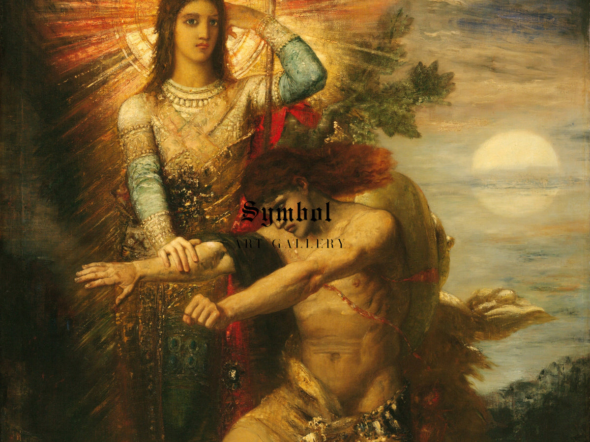 Jacob and the Angel by Gustave Moreau 1874, Wall Art Print, Fine Art Reproduction, Museum Quality Decor, Poster