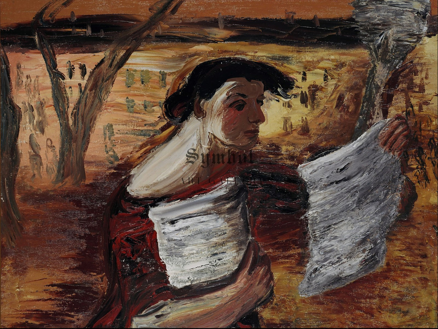 Woman with Leaflets by Aleksandrs Drevinš 1933, Wall Art Print, Fine Art Reproduction, Museum Quality Decor, Poster