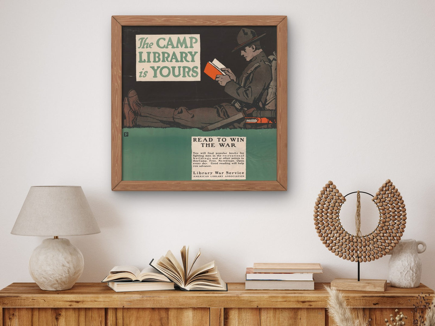 Read to Win the War by Charles Buckles Falls 1918, Wall Art Print, Fine Art Reproduction, Museum Quality Decor, Poster