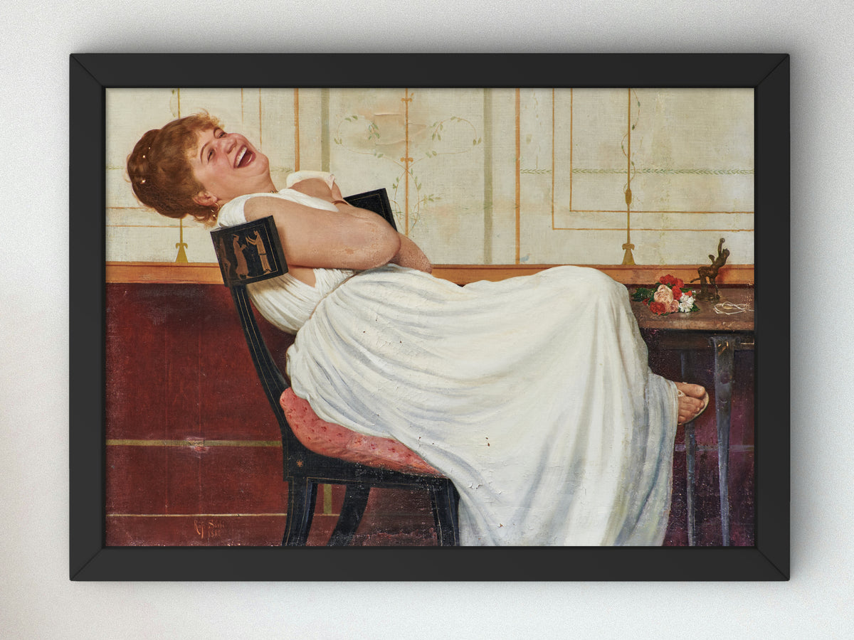 Laughing Girl by Raffaello Sorbi 1881, Wall Art Print, Fine Art Reproduction, Museum Quality Decor, Poster