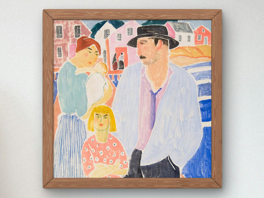 Fisherman's Family by Bror Julius Olsson Nordfeldt 1916, Wall Art Print, Fine Art Reproduction, Museum Quality Decor, Poster