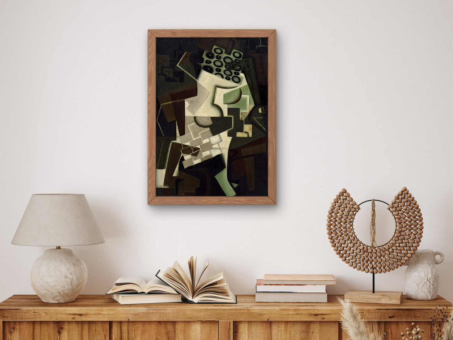 Fruit Dish on a Checkered Tablecloth by Juan Gris 1917, Wall Art Print, Fine Art Reproduction, Museum Quality Decor, Poster