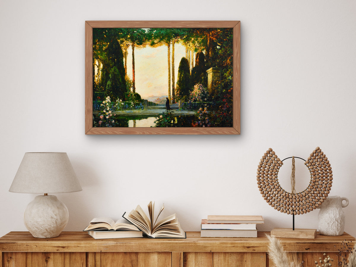 An Enchanted Garden by Thomas Edwin Mostyn 1923, Wall Art Print, Fine Art Reproduction, Museum Quality Decor, Poster