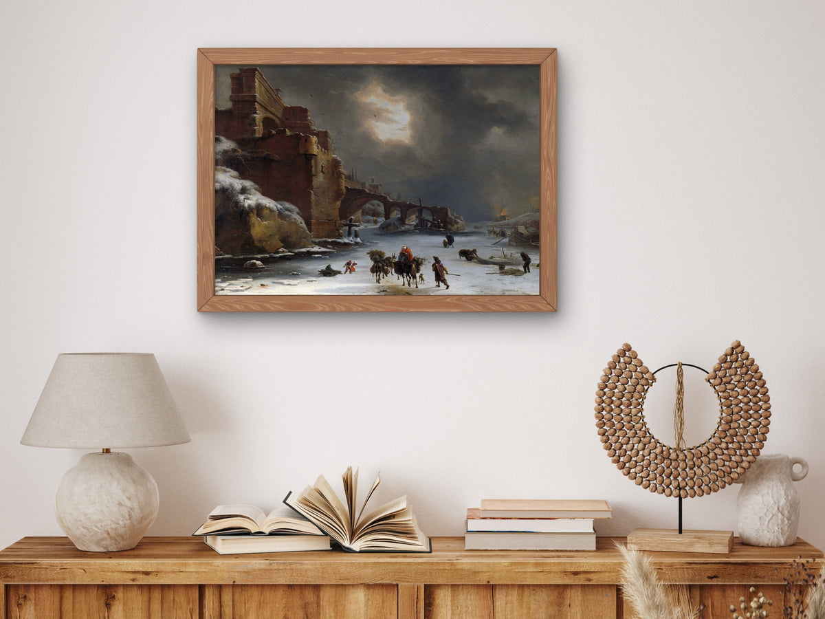 City Walls in Winter by Willem Schellinks 1650, Wall Art Print, Fine Art Reproduction, Museum Quality Decor, Poster