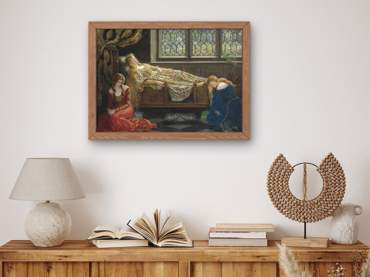 The Sleeping Beauty by John Collier 1921, Wall Art Print, Fine Art Reproduction, Museum Quality Decor, Poster