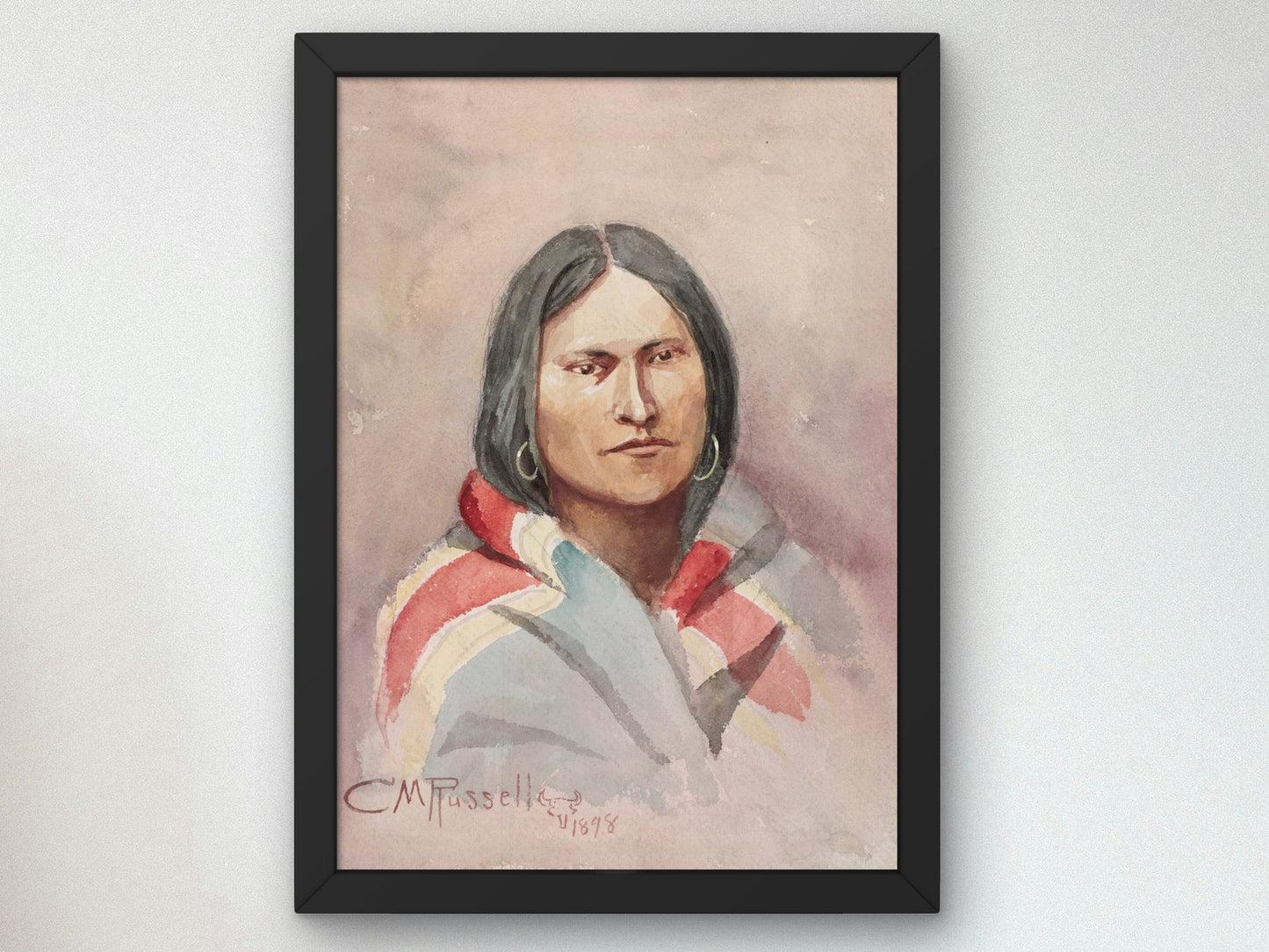 Indian Woman by Charles Marion Russell 1898, Wall Art Print, Fine Art Reproduction, Museum Quality Decor, Poster