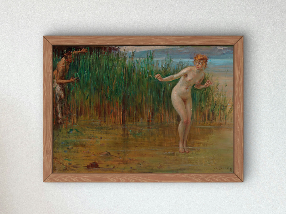 Surprised by a Faun by Robert Schiff, Wall Art Print, Fine Art Reproduction, Museum Quality Decor, Poster