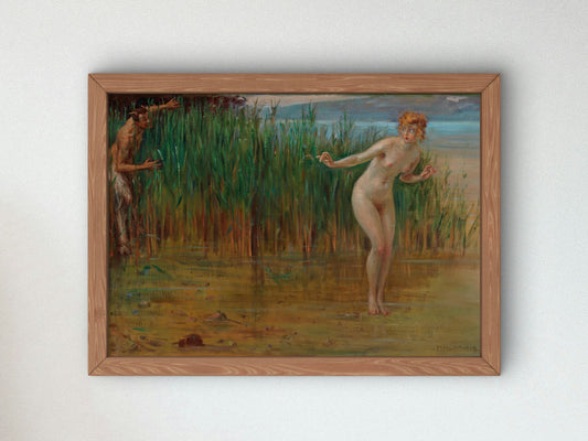Surprised by a Faun by Robert Schiff, Wall Art Print, Fine Art Reproduction, Museum Quality Decor, Poster