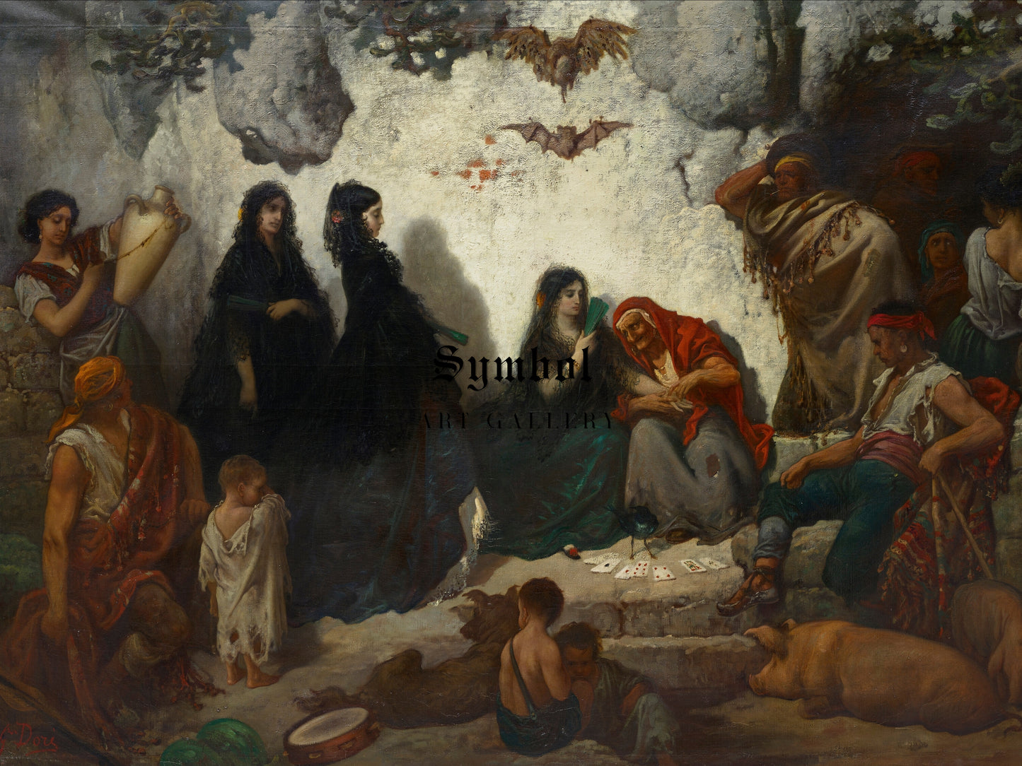 Fortune Telling at Sacro Monte by Gustave Doré, Wall Art Print, Fine Art Reproduction, Museum Quality Decor, Poster