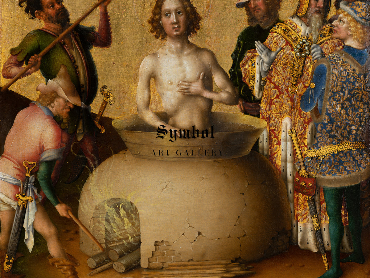 Martyrdom of St. John the Evangelist by Stefan Lochner 1435, Wall Art Print, Fine Art Reproduction, Museum Quality Decor, Poster