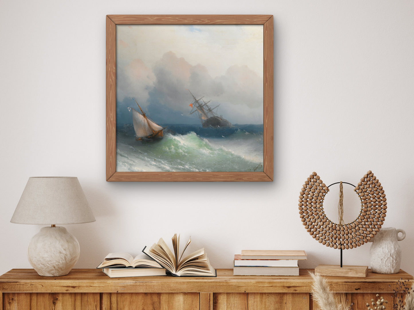 Two Ships at Sea by Ivan Konstantinovich Aivazovsky 1863, Wall Art Print, Fine Art Reproduction, Museum Quality Decor, Poster