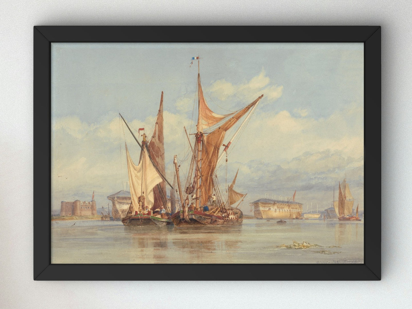 Bomb Proof Battery near Gillingham on the Medway by Edward William Cooke 1829, Wall Art Print, Fine Art Reproduction, Museum Quality Decor