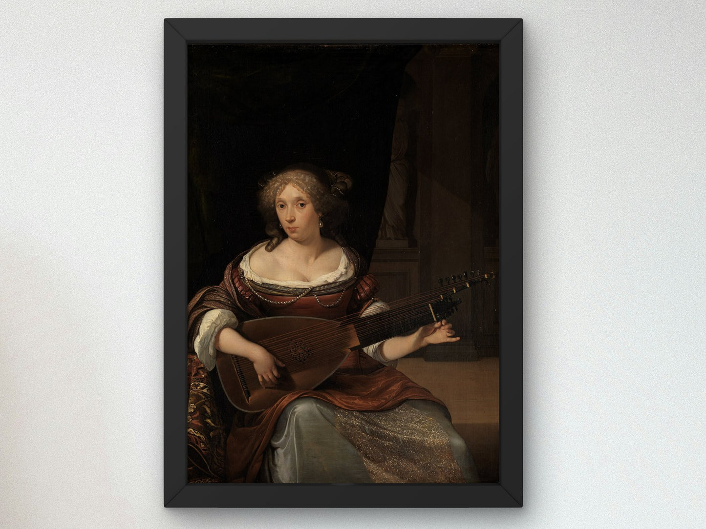 The Lute Player by Eglon van der Neer 1677, Wall Art Print, Fine Art Reproduction, Museum Quality Decor, Poster