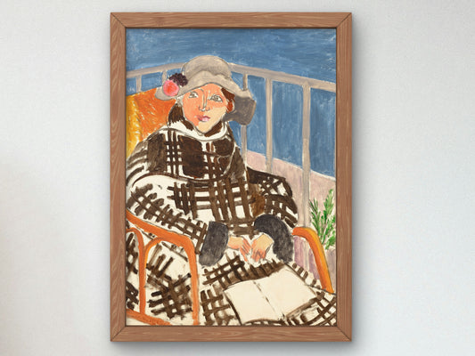 Mademoiselle Matisse in Scottish Coat by Henri Matisse 1918, Wall Art Print, Fine Art Reproduction, Museum Quality Decor, Poster