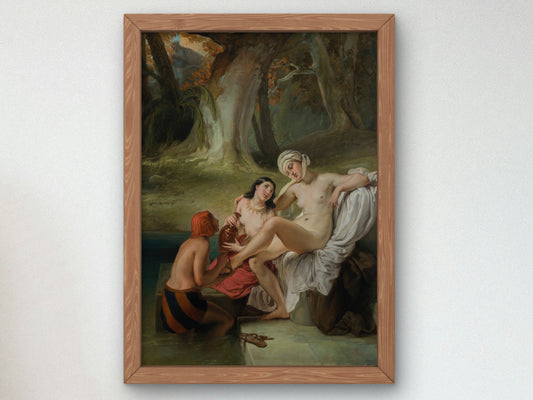 Bathsheba at the Bath by Francesco Hayez 1845, Wall Art Print, Fine Art Reproduction, Museum Quality Decor, Poster