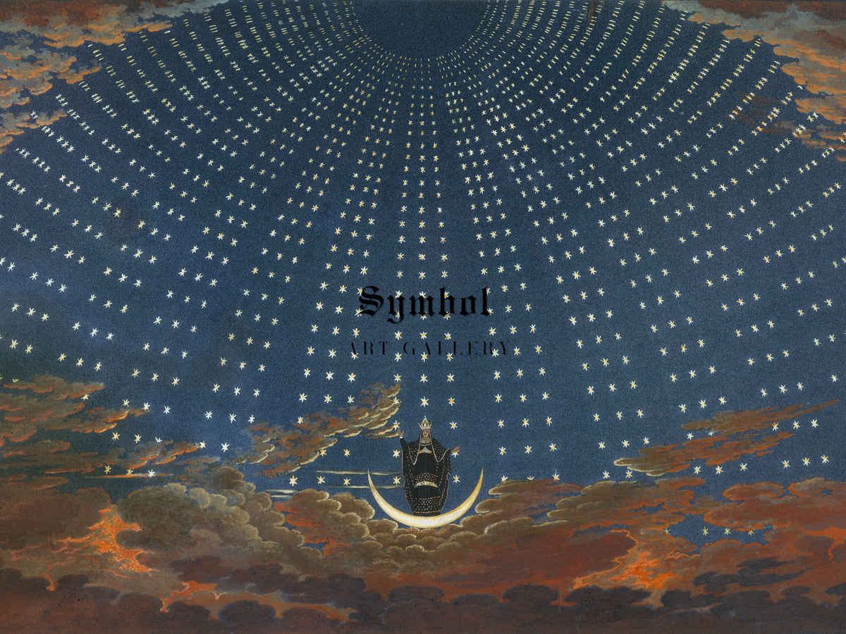 Magic Flute Hall of Stars by Karl Friedrich Schinkel 1847, Wall Art Print, Fine Art Reproduction, Museum Quality Decor, Poster