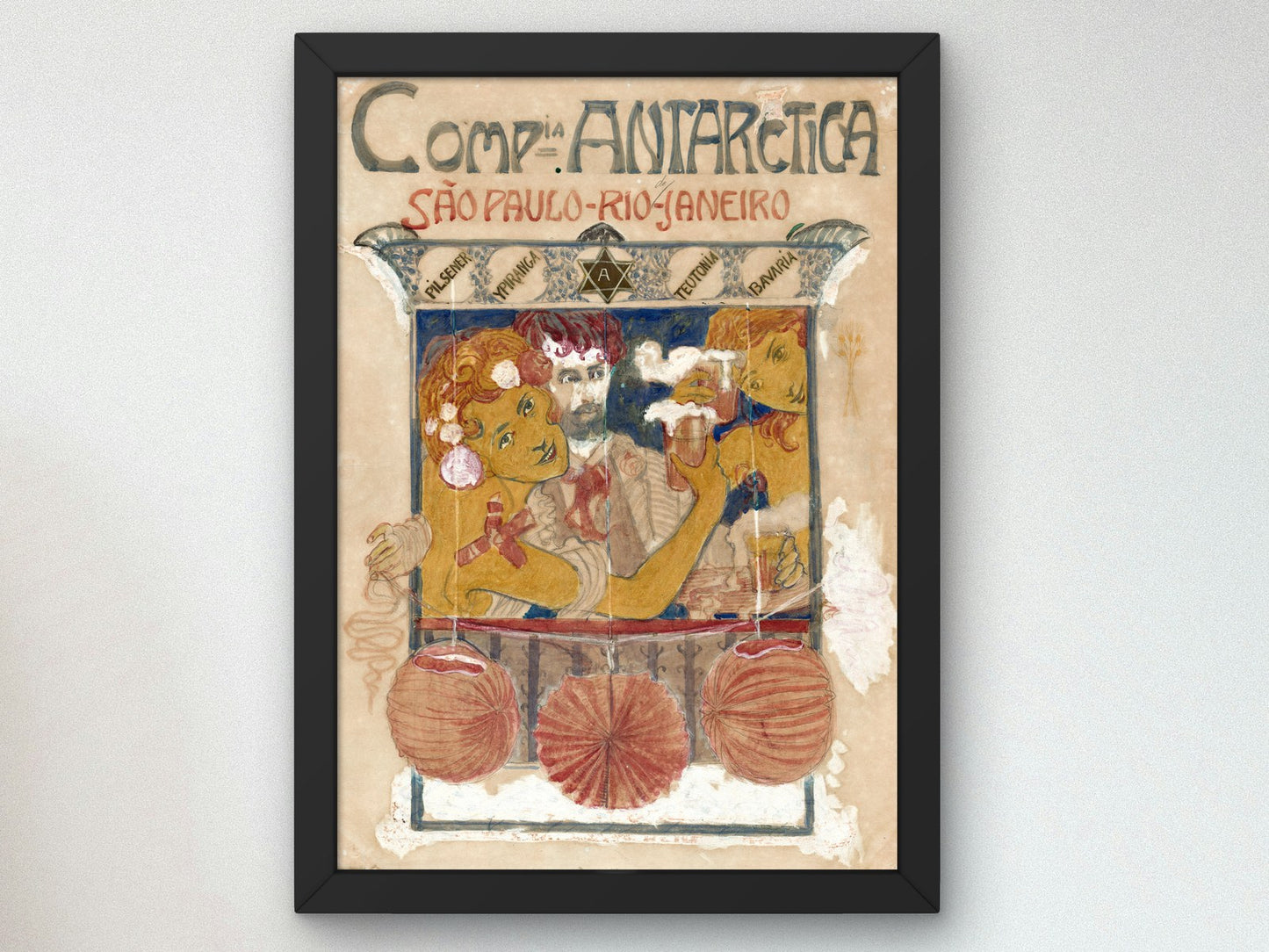 Companhia Antarctica Poster by Eliseu Visconti 1920, Wall Art Print, Fine Art Reproduction, Museum Quality Decor, Poster