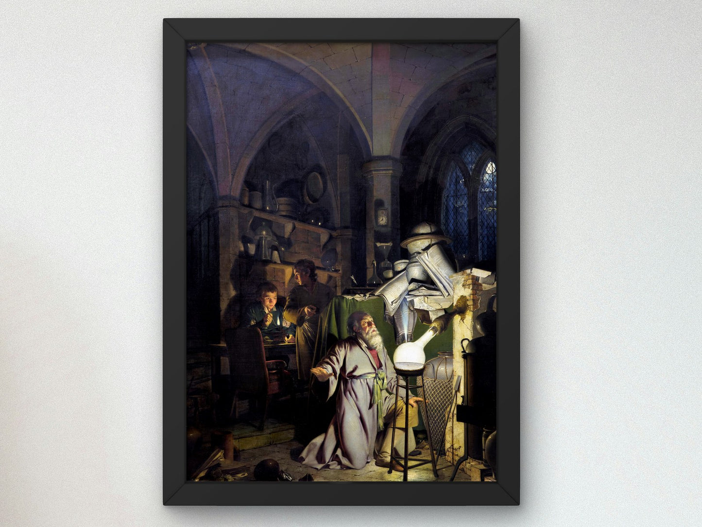 The Alchemist Discovering Phosphorus by Joseph Wright of Derby 1771, Wall Art Print, Fine Art Reproduction, Museum Quality Decor, Poster