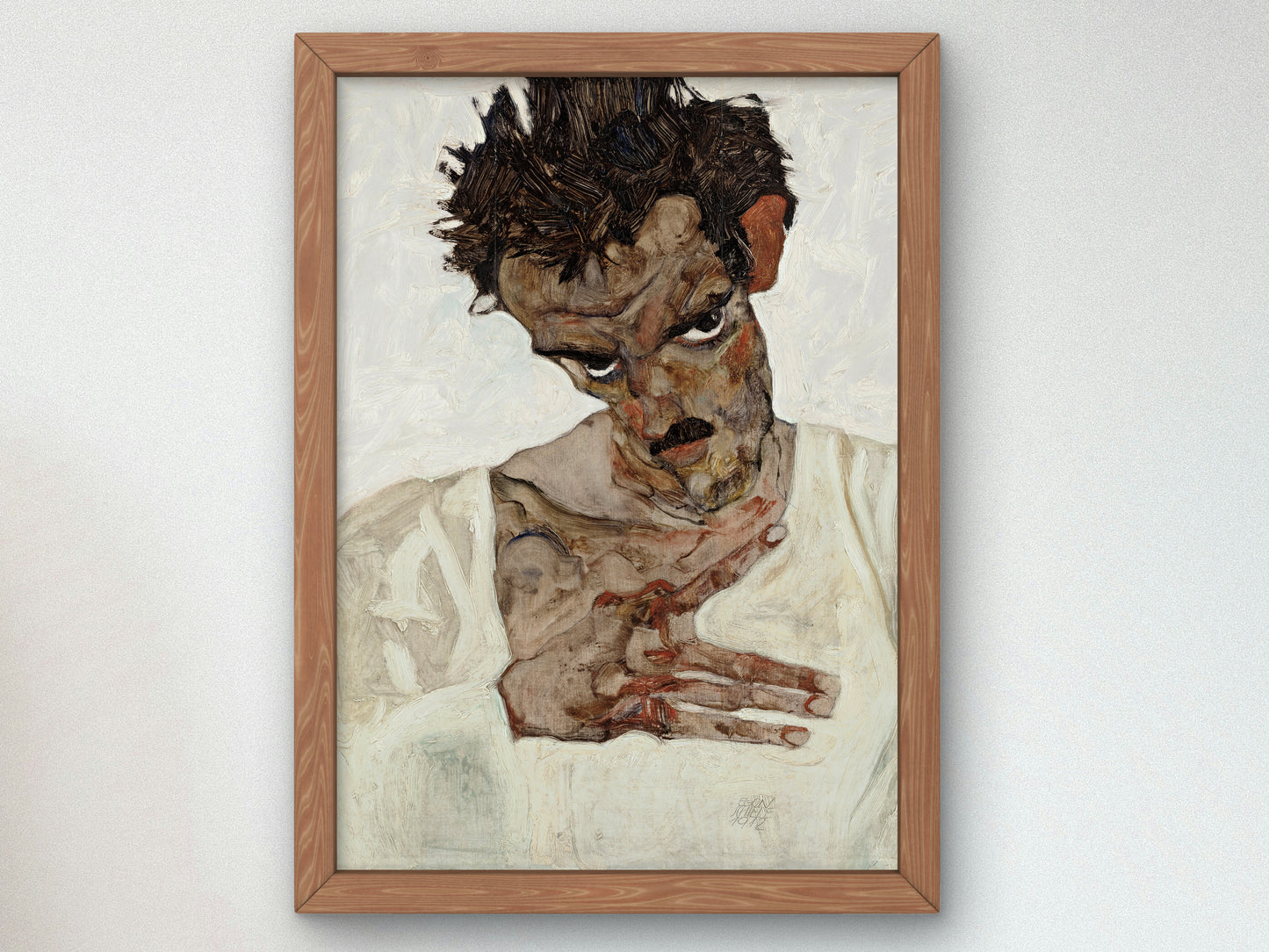 Self Portrait with Lowered Head by Egon Schiele 1912, Wall Art Print, Fine Art Reproduction, Museum Quality Decor, Poster
