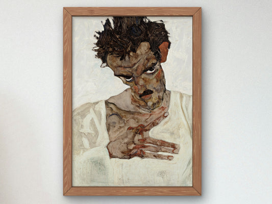 Self Portrait with Lowered Head by Egon Schiele 1912, Wall Art Print, Fine Art Reproduction, Museum Quality Decor, Poster