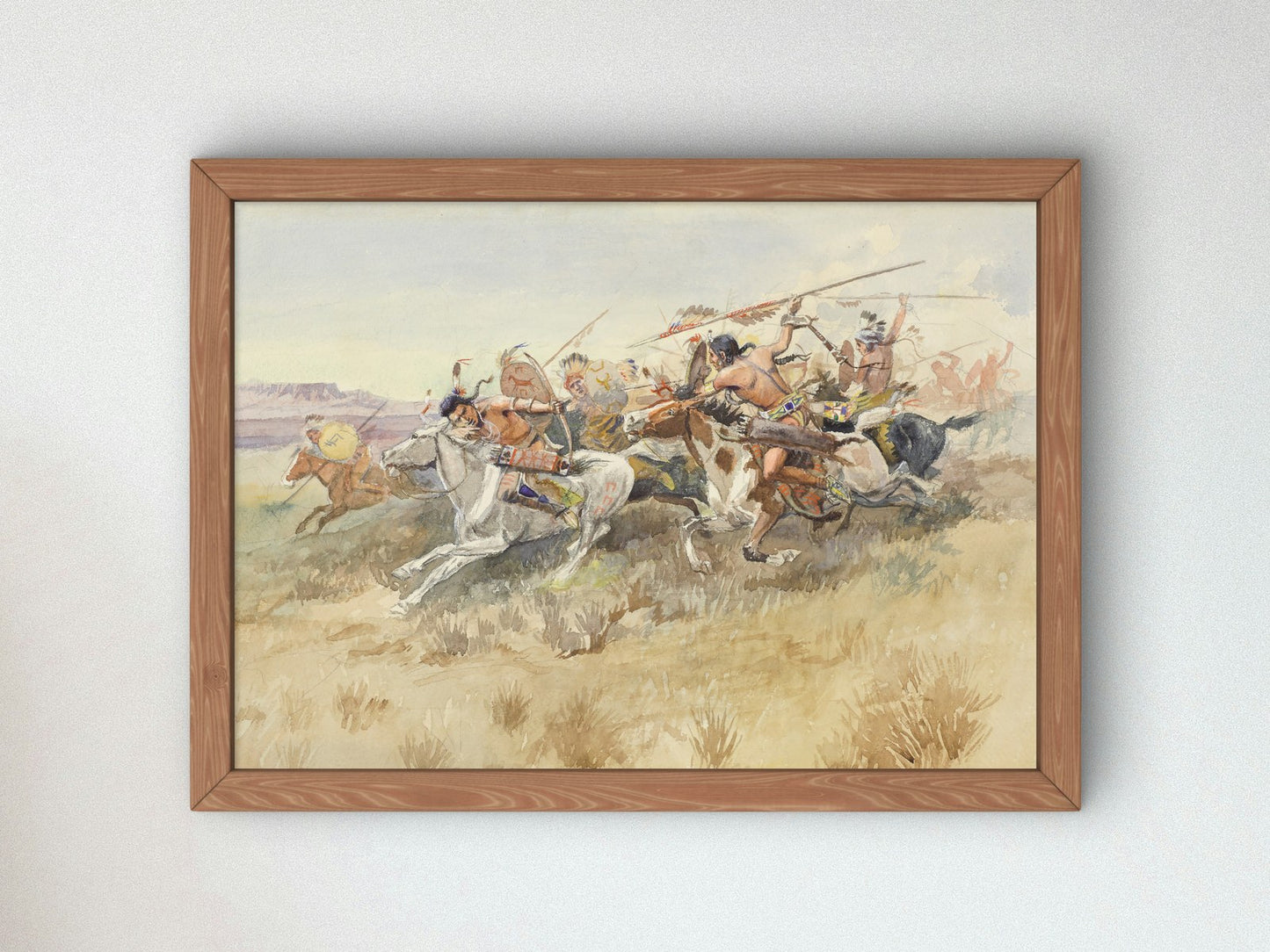 Running Fight Between Crees and Blackfeet Old Style Warfare by Charles Marion Russell 1895, Wall Art Print, Fine Art Reproduction