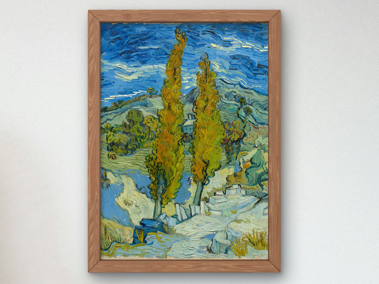Two Poplars in the Alpilles near Saint Remy by Vincent van Gogh 1889, Wall Art Print, Fine Art Reproduction, Museum Quality Decor, Poster
