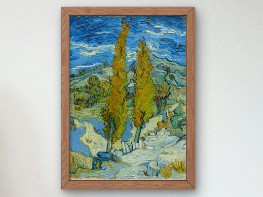 Two Poplars in the Alpilles near Saint Remy by Vincent van Gogh 1889, Wall Art Print, Fine Art Reproduction, Museum Quality Decor, Poster