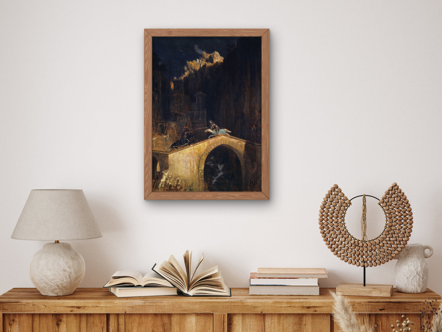 The Fight on the Bridge by Arnold Böcklin 1882, Wall Art Print, Fine Art Reproduction, Museum Quality Decor, Poster